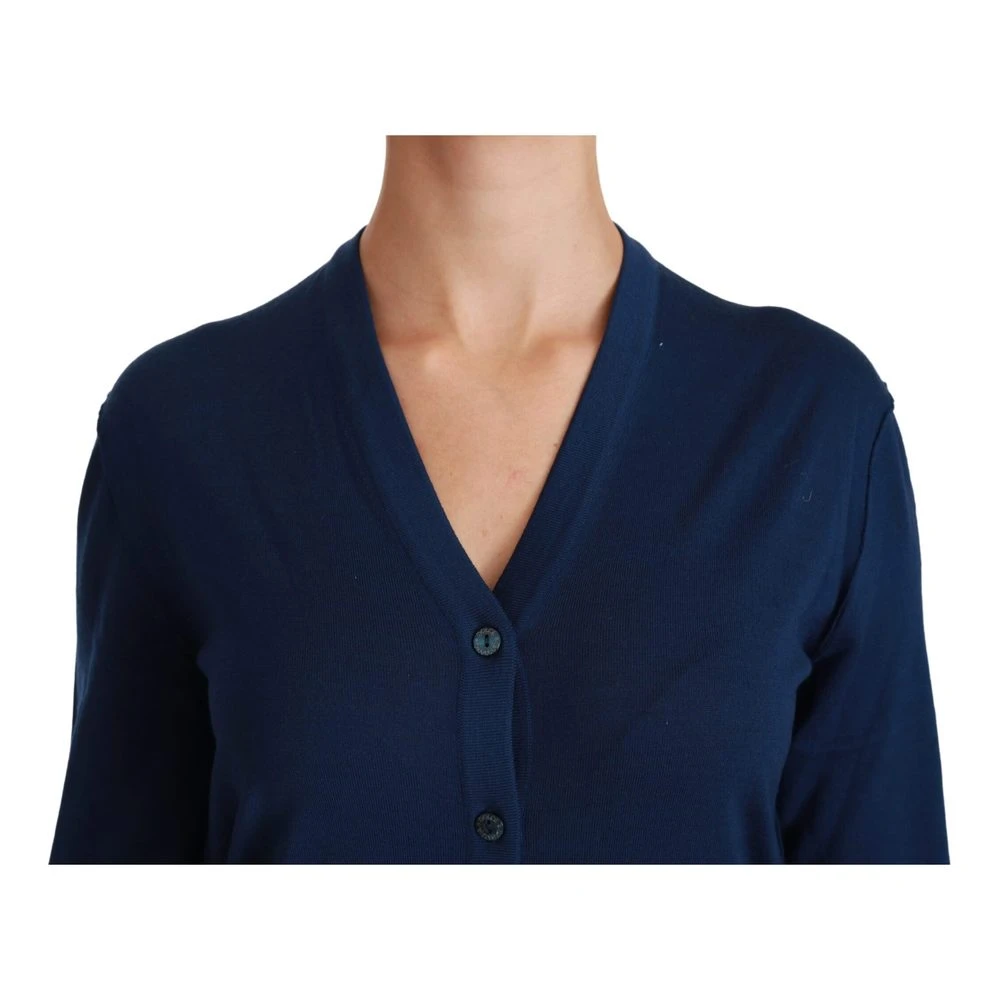 Dolce & Gabbana Blå Knapp Cardigan Genser - Elegant Strikkejakke for Damer 6 Dolce & Gabbana Blå Knapp Cardigan Genser - Elegant Strikkejakke for Damer - Bilde 6