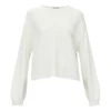 Drykorn Casual Sweater With Overcovered Shoulder White - Elegant Dame Strikkejakke