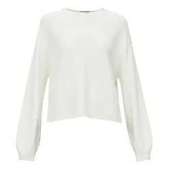 Drykorn Casual Sweater With Overcovered Shoulder White - Elegant Dame Strikkejakke
