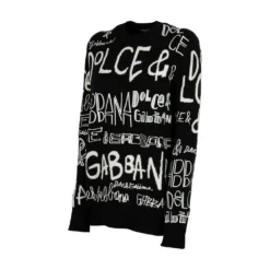 Dolce & Gabbana Svart Intarsia Genser - Elegant Strikkejakke for Damer