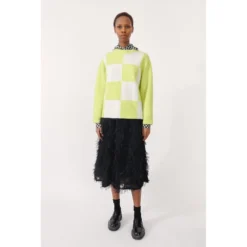 Baum Und Pferdgarten Rundhalset Genser i Grønn - Elegant Strikkejakke for Damer