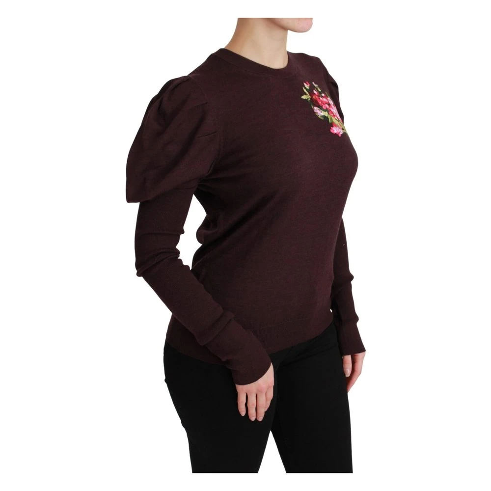 Dolce & Gabbana Floral Pullover Sweater Brown - Elegant Dame Overdeler i Strikk 1 Dolce & Gabbana Floral Pullover Sweater Brown - Elegant Dame Overdeler i Strikk