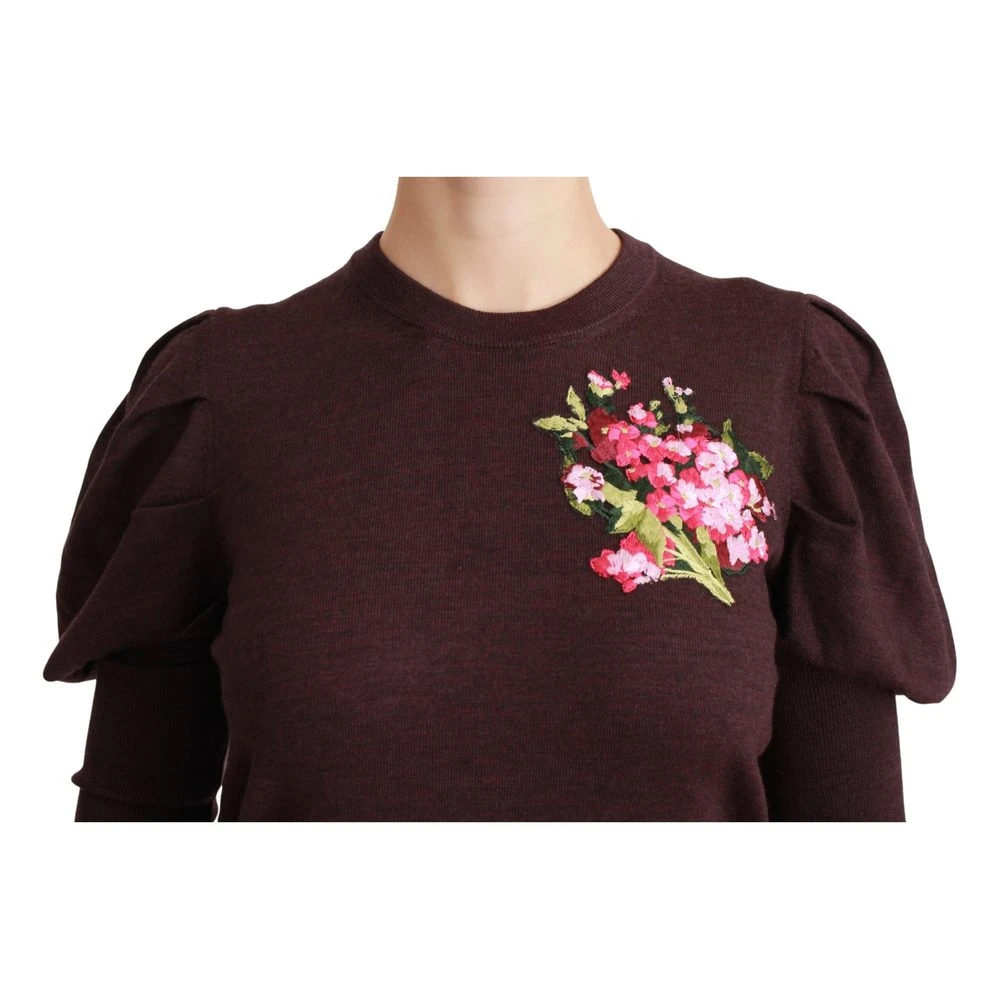 Dolce & Gabbana Floral Pullover Sweater Brown - Elegant Dame Overdeler i Strikk 4 Dolce & Gabbana Floral Pullover Sweater Brown - Elegant Dame Overdeler i Strikk - Bilde 4
