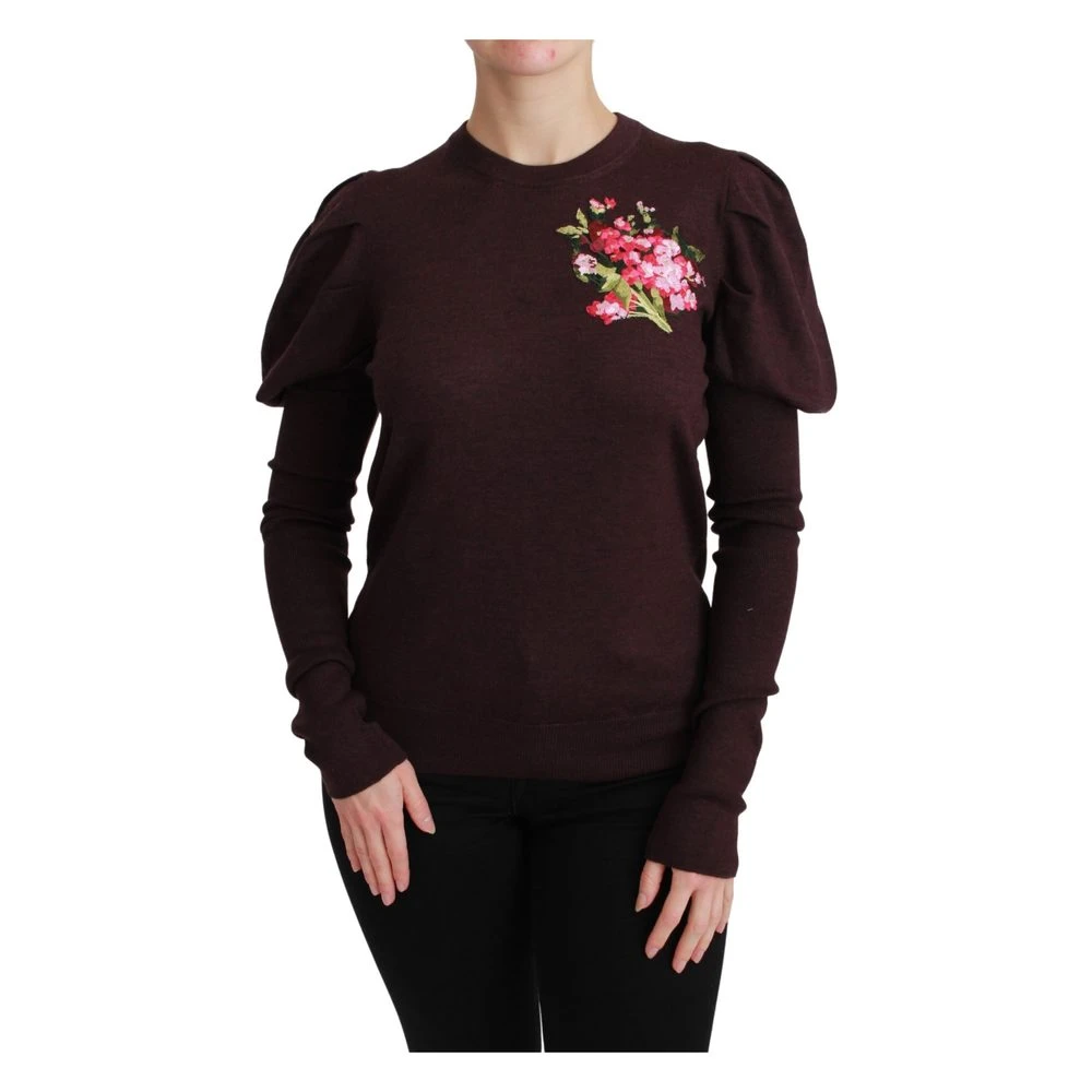 Dolce & Gabbana Floral Pullover Sweater Brown - Elegant Dame Overdeler i Strikk 5 Dolce & Gabbana Floral Pullover Sweater Brown - Elegant Dame Overdeler i Strikk - Bilde 5