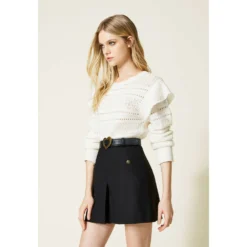 Twinset Hvit Strikkegenser - Elegant og Komfortabel Overdel for Damer -Dame-strikkegensere Salg unnamed file 2726