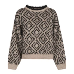 Brunello Cucinelli Rundhalset strikkejakke i beige - Elegant dameoverdel -Dame-strikkegensere Salg unnamed file 2744