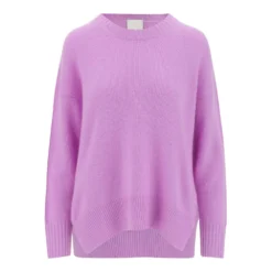 Allude Rundhalset strikkejakke i lilla - Elegant og behagelig dameoverdel