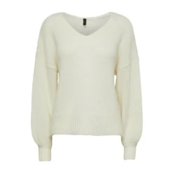 Y.A.S Knit Pullover White - Elegant Dame Overdeler i Høy Kvalitet