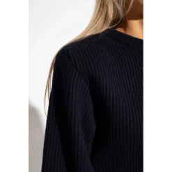 Alaïa Ribbed Sweater Blue - Elegant Strikkejakke for Damer -Dame-strikkegensere Salg unnamed file 2846