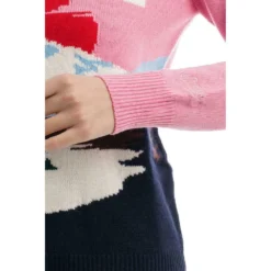 MC2 Saint Barth Rundhalset strikkejakke i rosa - Elegant og behagelig dameoverdel -Dame-strikkegensere Salg unnamed file 2862