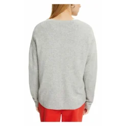 Esprit V-hals Genser, 992EE1I350 Grå - Elegant og behagelig strikkejakke for kvinner