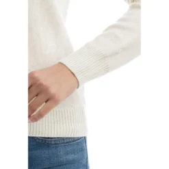 MC2 Saint Barth Rundhalset strikkejakke i beige - Elegant og behagelig dameoverdel -Dame-strikkegensere Salg unnamed file 2878