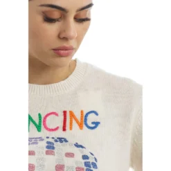 MC2 Saint Barth Rundhalset strikkejakke i beige - Elegant og behagelig dameoverdel -Dame-strikkegensere Salg unnamed file 2879