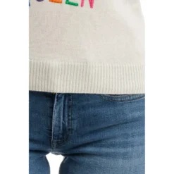 MC2 Saint Barth Rundhalset strikkejakke i beige - Elegant og behagelig dameoverdel -Dame-strikkegensere Salg unnamed file 2881