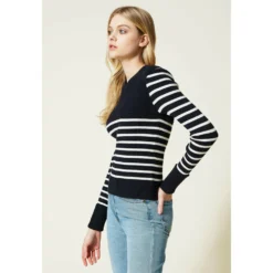 Twinset KNITWEAR Blue - Elegant strikkejakke for damer