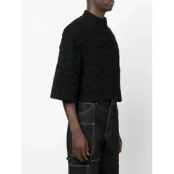 Sacai Rundhalset strikkejakke i svart - Elegant og komfortabel -Dame-strikkegensere Salg unnamed file 2946