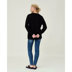 Lexington Lizzie Organic Sweater Black - Bærekraftig og elegant strikkejakke for damer