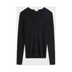 By Malene Birger V-hals Strikkgenser i Svart - Elegant og Tidløs Dameoverdel