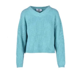 MSGM V-hals strikkegenser i blå - Elegant og moderne dameoverdel