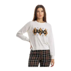 Liu Jo Hvit Rundhalset Genser - Elegant Strikkegenser for Kvinner -Dame-strikkegensere Salg unnamed file 2996