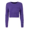 PINKO Rundhalset strikkejakke i lilla - Elegant og behagelig dameoverdel