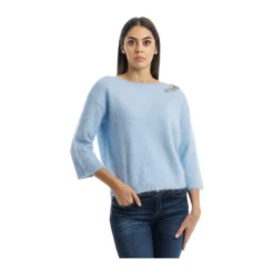 Liu Jo Rundhalset strikkejakke i blå - Elegant og behagelig damegenser -Dame-strikkegensere Salg unnamed file 3048