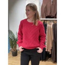 ONLY Mørk Rosa Onlyvie Life Langermet Genser - Strikkejakke for Damer