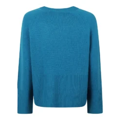 360Cashmere Rundhalset Genser i Blå - Myk Kasjull for Damer