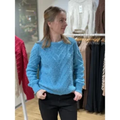 ONLY Mørk Turkis Onlyvie Life Langermet Genser for Damer - Blå