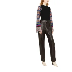 Etro Contrasting-panel Intarsia-knit Sweater Black - Elegant Dame Strikkegenser