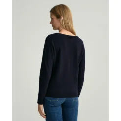 Gant Superfine Lambswool V-Neck Overdeler for Dame - Blå