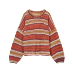 Leon & Harper Mona Stripes Sweater Red - Elegant Dameoverdel i Strikk