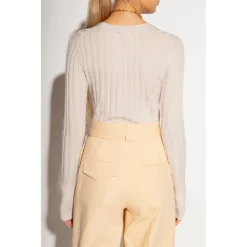 See by Chloé Ribbed Top Beige - Elegant Strikkegenser for Damer -Dame-strikkegensere Salg unnamed file 3168