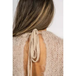 American Dreams Toga Back Tie Pullover - Beige | Elegant Strikkejakke for Damer