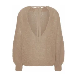 American Dreams Toga Back Tie Pullover - Beige | Elegant Strikkejakke for Damer -Dame-strikkegensere Salg unnamed file 3175