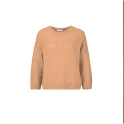 Brun Rich & Royal Crew Neck Toffee Genser - Strikket damegenser i myk kvalitet