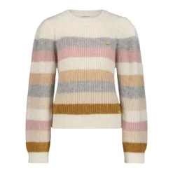 FABIENNE CHAPOT Rundhalset strikkejakke i beige - Elegant og behagelig dameoverdel