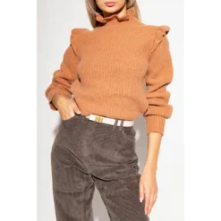 See by Chloé Ruffled Sweater Brown - Elegant Strikkegenser for Damer -Dame-strikkegensere Salg unnamed file 3198