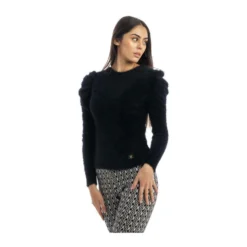 Simona Corsellini Rundhalset Strikkgenser i Svart - Elegant og Tidløs Dameoverdel -Dame-strikkegensere Salg unnamed file 3233