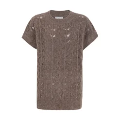 Brown Close To My Heart Ginny Vest - Elegant Dame Overdel i Strikk