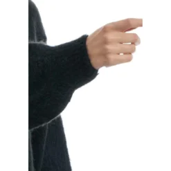 MC2 Saint Barth Rundhalset strikkejakke i svart - Elegant og behagelig dameoverdel