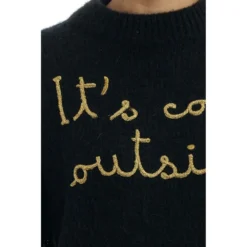 MC2 Saint Barth Rundhalset strikkejakke i svart - Elegant og behagelig dameoverdel -Dame-strikkegensere Salg unnamed file 3414