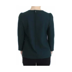 Dolce & Gabbana Grønn 3/4 Ermet Ull Bluse for Damer | Elegant Overdel -Dame-strikkegensere Salg unnamed file 3452