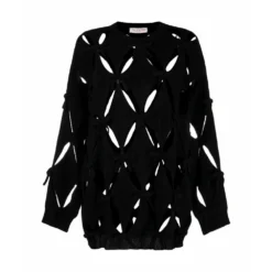 Valentino Rundhalset Strikkegenser i Svart - Elegant og Tidløs Dameoverdel -Dame-strikkegensere Salg unnamed file 3474