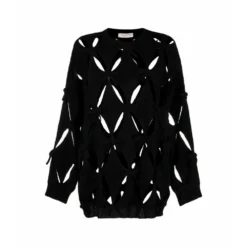 Valentino Rundhalset Strikkegenser i Svart - Elegant og Tidløs Dameoverdel -Dame-strikkegensere Salg unnamed file 3475