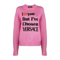 Versace Rosa Pink Rundhalset Genser - Elegant Strikkegenser for Damer -Dame-strikkegensere Salg unnamed file 3481