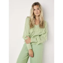 Summum Woman Sweater Green - Elegant Strikkejakke for Damer