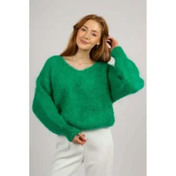 American Dreams Milana LS Mohair Knit - Emerald Green | Elegant Damegenser