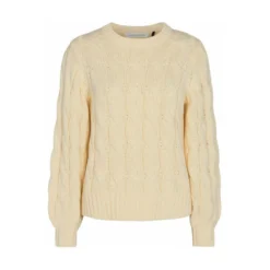 Pieszak Rundhalset Strikkegenser i Beige - Elegant og Komfortabel Dameoverdel