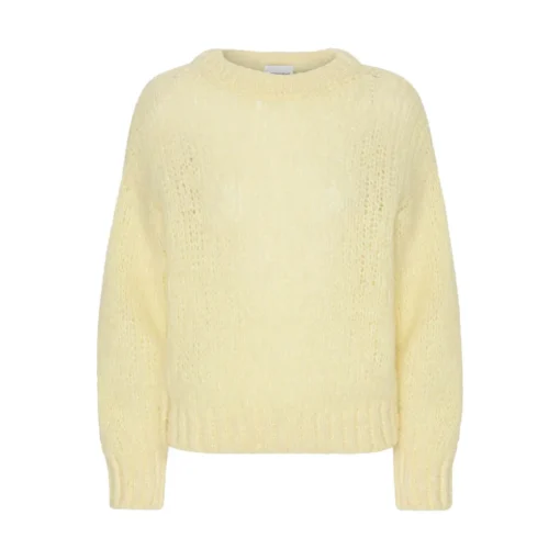 American Dreams Gul Rundhalset Genser - Myk og Stilfull Strikkegenser for Kvinner -Dame-strikkegensere Salg unnamed file 3530